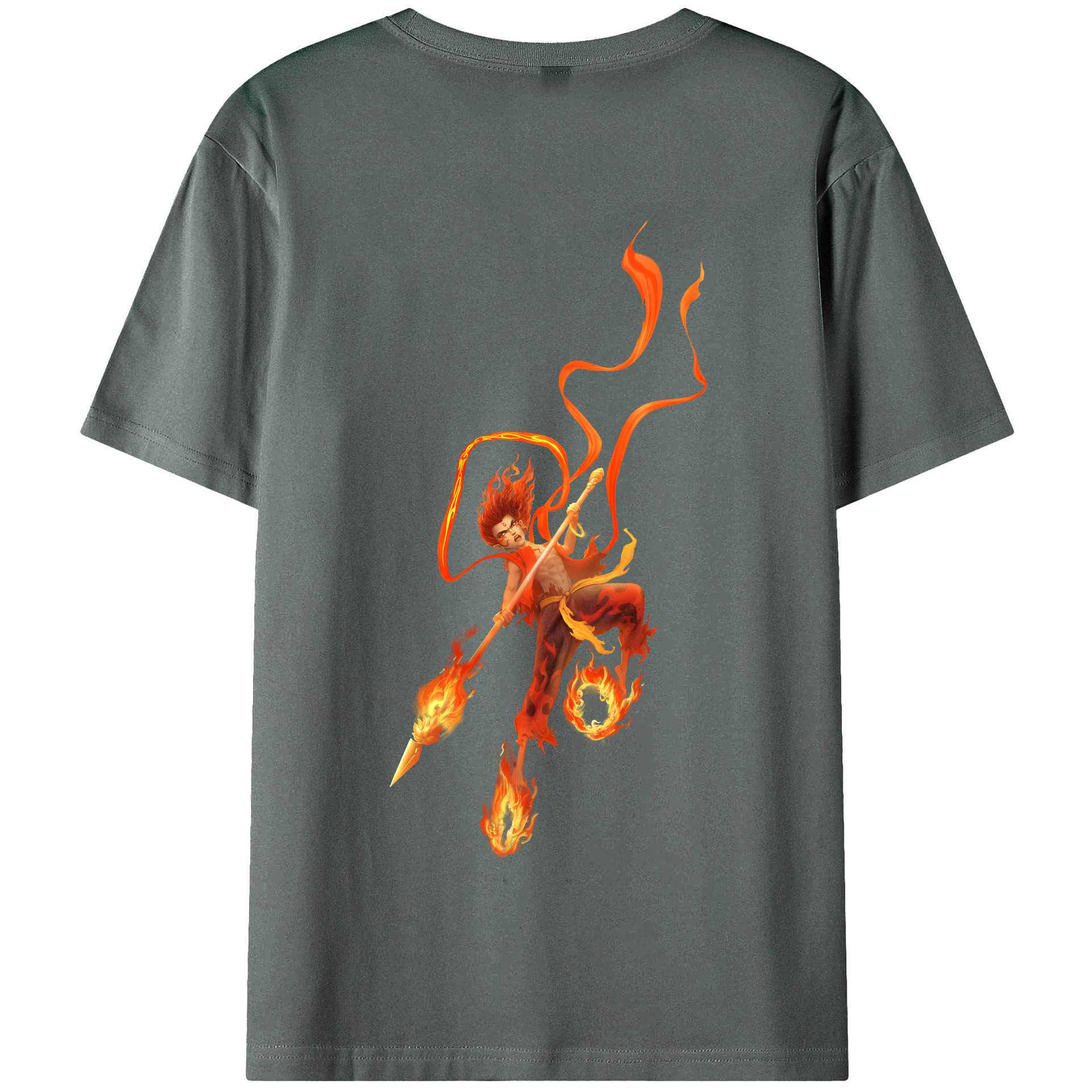 （画像用） Ne Zha 2 ナタ 魔童の大暴れ 綿100％半袖Tシャツ（背面プリント）